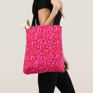 Rosa und rotes Leopardenprintmuster Tasche