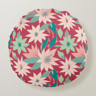rosa und rotes Muster Rundes Kissen