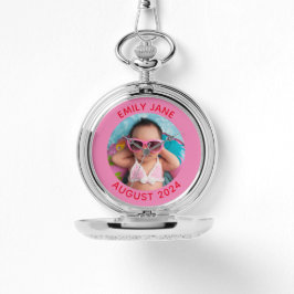 Rosa und rotes Personalisiertes Foto Armbanduhr
