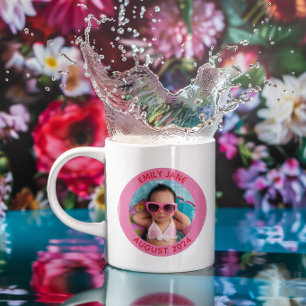 Rosa und rotes Personalisiertes Foto Kaffeetasse