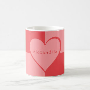 Rosa und Rotes Personalisiertes Herz Kaffeetasse