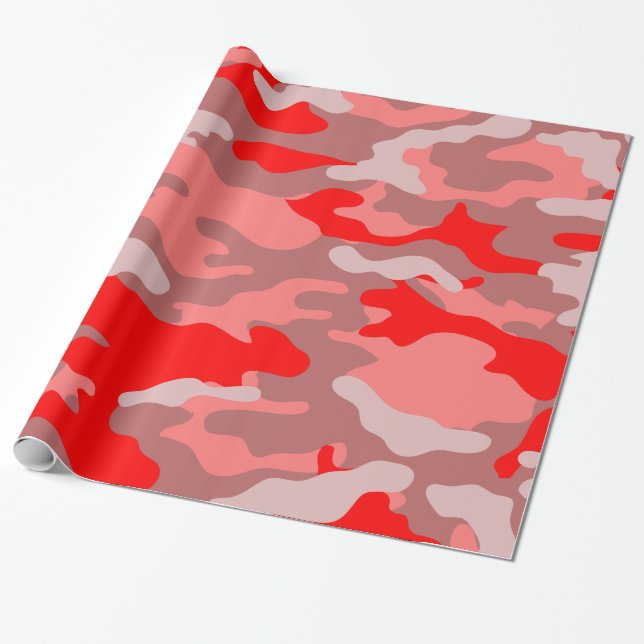 Rosa und rotes Tarnungs-Packpapier Geschenkpapier (Ungerollt)