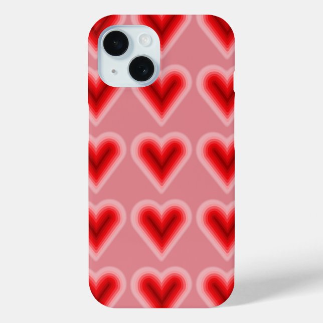 Rosa und Rotes Valentinstag Herz iPhone 15 Hülle (Rückseite)