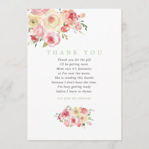 Rosa und Salbei Blumen Baby Shower Danke