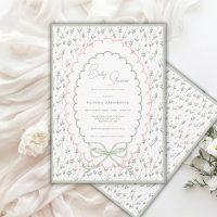 Rosa und Salbei Florale Vintage-Baby-Party