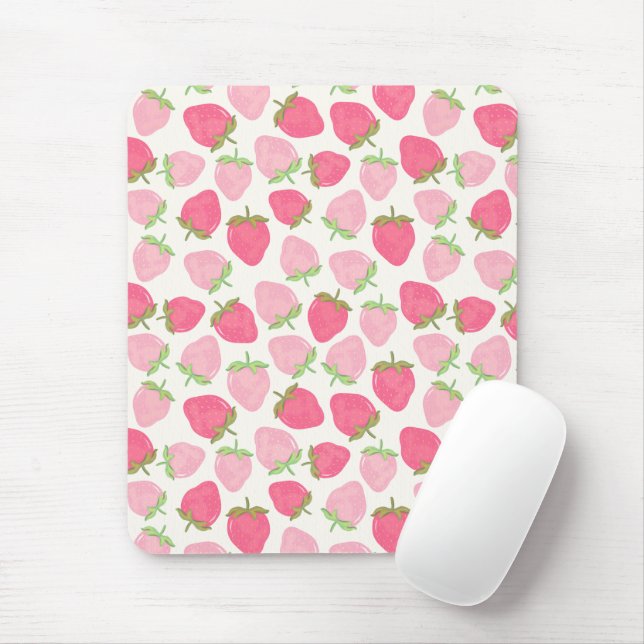Rosa und schicke fruchtige Erdbeeren Mousepad (Mit Mouse)