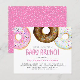Rosa und Schokolade Donuts Baby Brunch Einladung