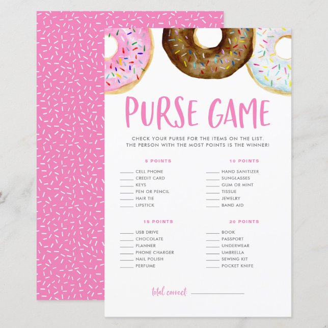 Rosa und Schokolade Donuts Baby Dusche Purpur Spie (Vorne/Hinten)