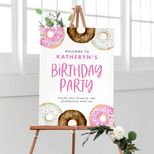 Rosa und Schokolade Donuts Geburtstagsparty Willko Poster