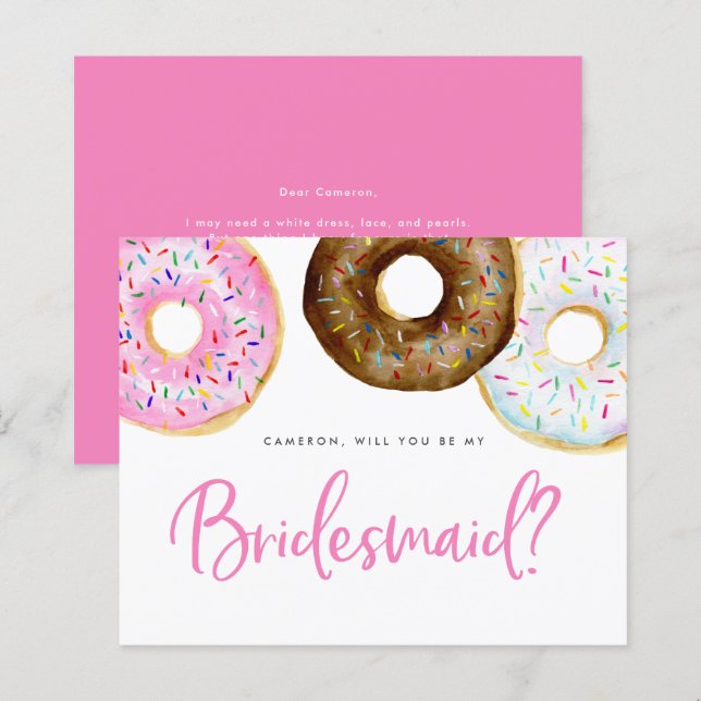 Rosa und Schokolade Donuts ist meine Bridesmaid (Vorne/Hinten)