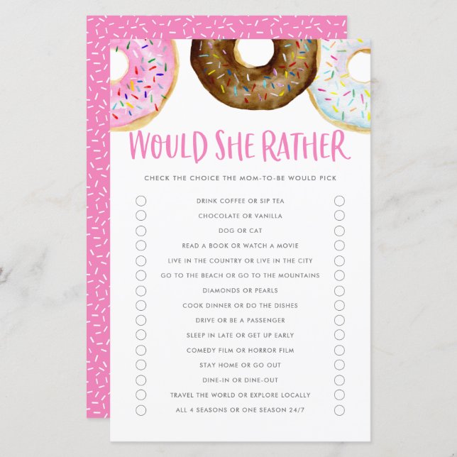 Rosa und Schokolade Donuts würden Mama eher Spiel (Vorne/Hinten)