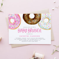 Rosa und Schokolade Wasserfarbe Donuts Baby Brunch