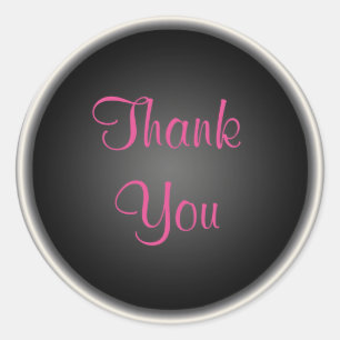 Rosa und schwarz 1,5" Runde Danke Sticker