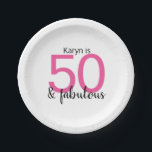 Rosa und Schwarz 50 und fabelhafte Frauen zum Gebu Pappteller<br><div class="desc">Ein großes Party,  um 50 Jahre zu feiern und mit diesen lustigen und farbenfrohen rosa und schwarz 50 & fabelhaften Tellern aus Papier auszugehen. Du gehst Mädchen!</div>