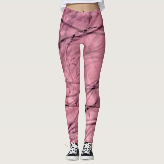 Rosa und Schwarz Abstrakt Leggings (Vorderseite)