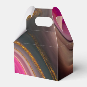 Rosa und Schwarz Abstrakt mit Gold-Wirbel Geschenkschachtel