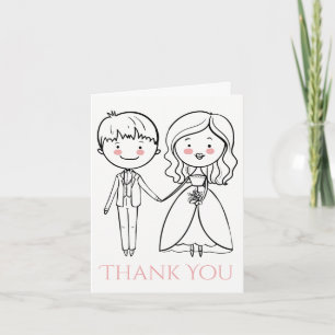 Rosa und schwarz Danke, dass Sie Braut & Groom Hoc Dankeskarte