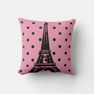 Rosa und Schwarz-Eiffel-Turmkissen Kissen
