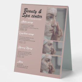 Rosa und Schwarz Einfache Beauty & Wellness-Center Tischaufsteller