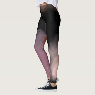 Rosa und Schwarz Einfache Moderne Galaxie Weltraum Leggings