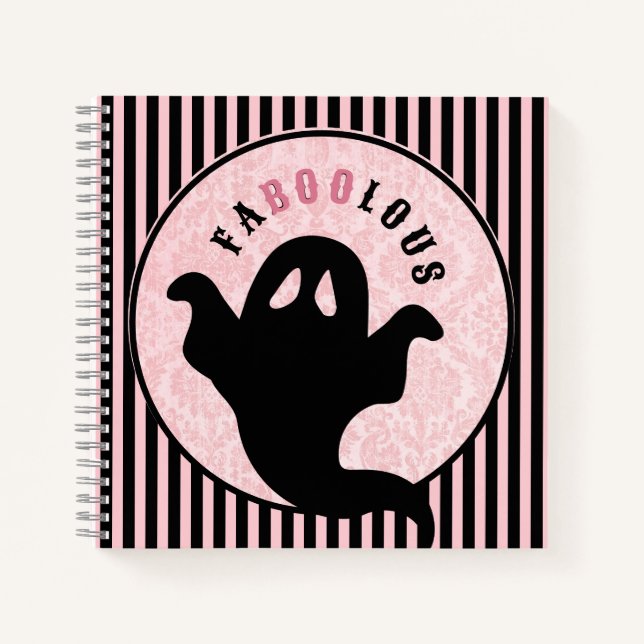 Rosa und Schwarz | Faboolous Ghost Notizbuch (Vorderseite)