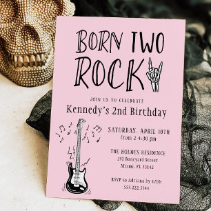 Rosa und Schwarz Geboren Zwei Rock Gitarre 2. Gebu Einladung