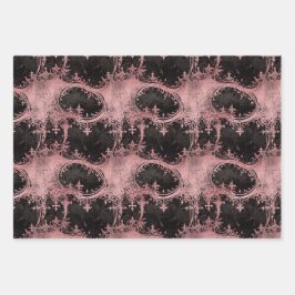 Rosa und schwarz-gotische Grunge Geschenkpapier Set