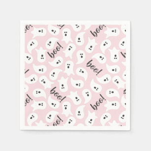 Rosa und Schwarz Halloween Ghost Boo Party Napkins Serviette