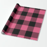 Rosa und schwarz karierte Quadrate Buffalo Kariert Geschenkpapier<br><div class="desc">Sonderverpackungspapier</div>