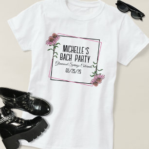 Rosa und schwarz Minimalistisches Party mit Blumen T-Shirt