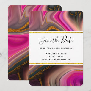 Rosa und Schwarz mit goldenen Wirbel Abstrakt Save The Date