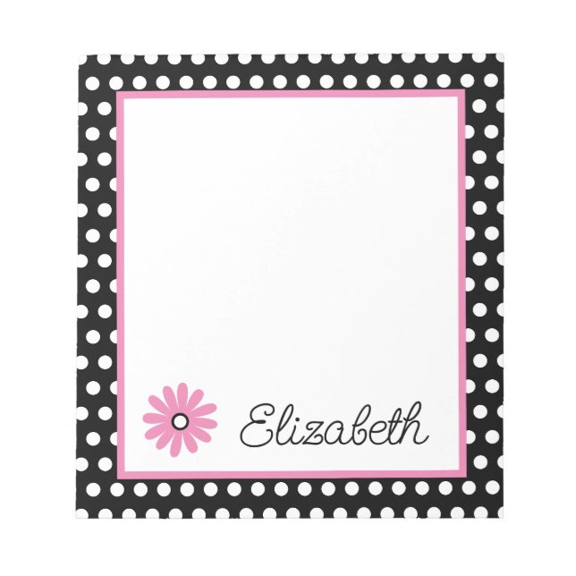 Rosa und Schwarz mit weißen Polka-Punkten Personal Notizblock (Vorderseite)