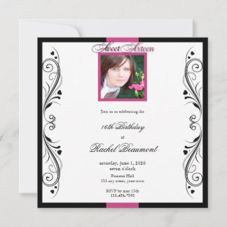 Rosa und Schwarz Moderne Party Einladung