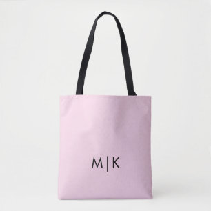 Rosa und Schwarz   Modernes Monogramm Tasche