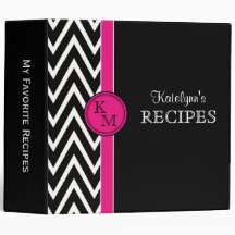 Rosa und Schwarz-Monogramm-Rezept-Binder