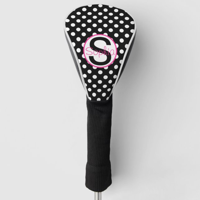 Rosa und schwarz, Name und Anfangsbuchstaben mit P Golf Headcover (Vorderseite)