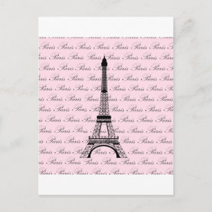 Rosa und Schwarz-Paris-Eiffelturm Postkarte