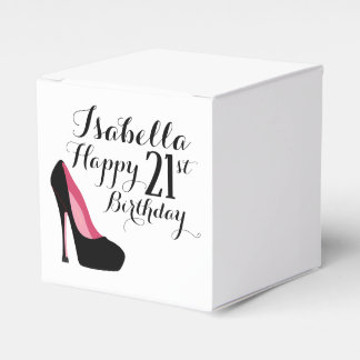 Rosa und Schwarz Stiletto Happy Birthday Geschenkschachtel