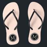 Rosa und Schwarz, Tiny Dots Monogramm Flip Flops<br><div class="desc">Maßgeschneiderte gedreht Flop Sandalen mit einem niedlichen gürtelförmigen Polka-Punktmuster und einem eigenen Monogramm oder einem anderen Text in einem Kreisrahmen. Klicken Sie auf Anpassen,  um Schriftart und Farben zu ändern oder eigene Bilder hinzuzufügen,  um ein einzigartiges Design zu erstellen!</div>