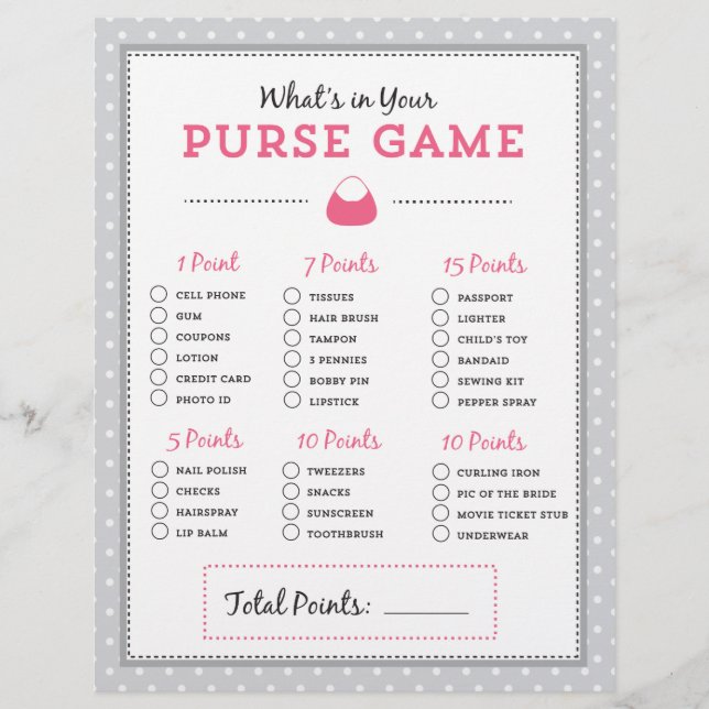 Rosa und schwarz Was ist in deiner Handtasche? Spi (Vorderseite)