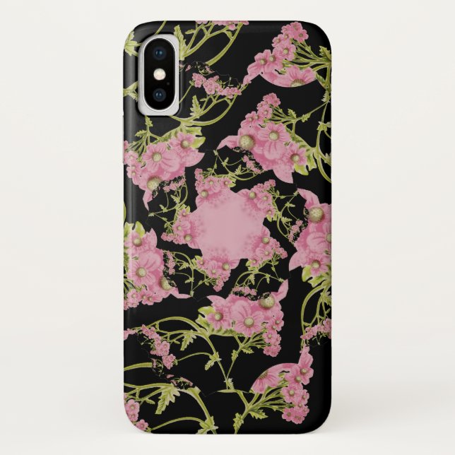 Rosa und schwarze Achillea Fraktal Art Case-Mate iPhone Hülle (Rückseite)