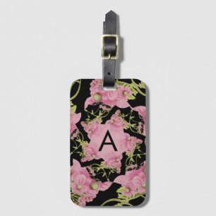 Rosa und schwarze Achillea Monogram Gepäckanhänger
