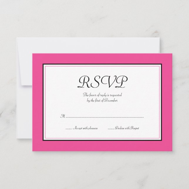 Rosa und schwarze Antwortkarte RSVP Karte (Vorderseite)