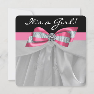 Rosa und schwarze Babydusche Einladung