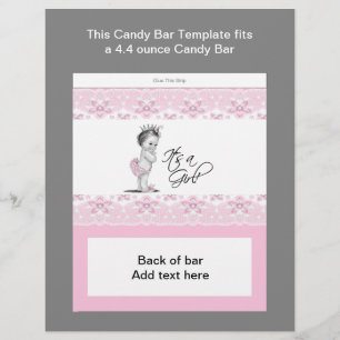 Rosa und schwarze Babyshower Süßigkeiten Bar Hülle Flyer