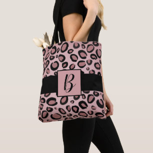 Rosa und schwarze bemalte Gepard Leopard Druck Pun Tasche