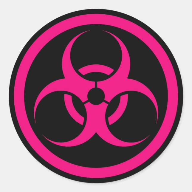 Rosa und schwarze Bio-Gefahrenkreis Runder Aufkleber (Vorderseite)