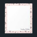 Rosa und schwarze Blume Zeichnend Mustername Notizblock<br><div class="desc">Ein hübsches Muster von Blume in Rosa,  Schwarz und Weiß,  personalisiert mit Ihrem Namen. Bitte kontaktieren Sie mich bei Fragen oder Wünschen.</div>