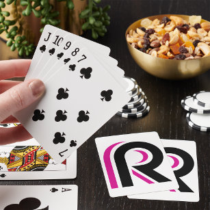 Rosa und schwarze Buchstaben R Spielkarten