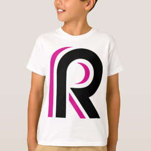 Rosa und schwarze Buchstaben R T-Shirt